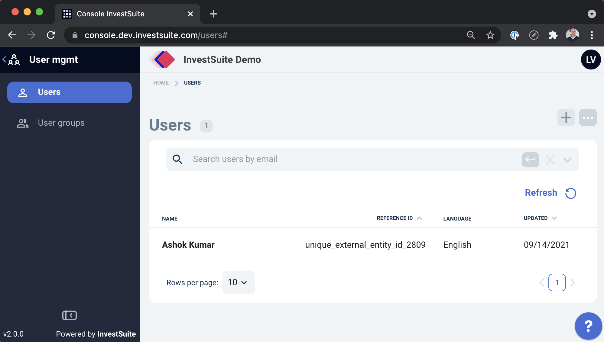 InvestSuite Admin Console